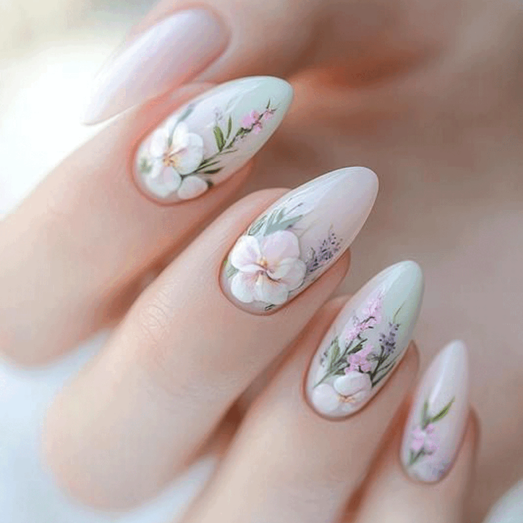 ناخن با طراحی گل جذاب