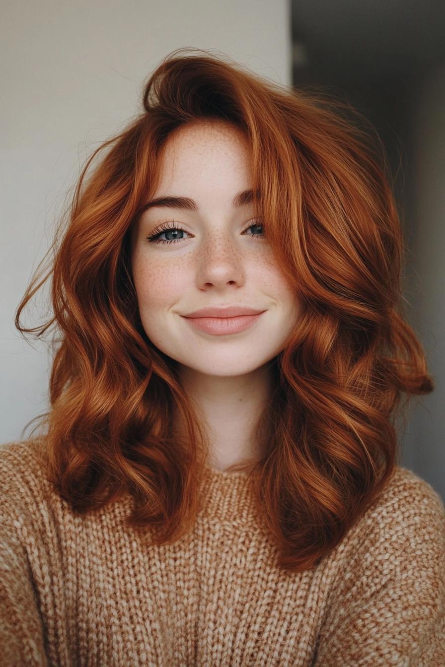 9. بوب بلند با فرهای نرم به رنگ شرابی گرم (انواع مدل مو بوب بلند) - Long Bob Hairstyles